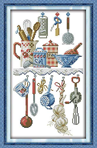 Awesocrafts Kreuzstich Stickpackungen, Geschirr Abstrakt Bilder Vorlagen Stickerei Set Zählmuster