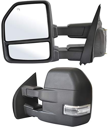 Adanz Towing Mirrors fit for 2015 2016 2017 2018 2019 2020 Ford F150 Pickup Truck LED Turn Signal Lights Temperature Sensor Heated Defrost Power Glass Foldaway 8 Pin Plug