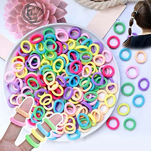 HKJHKJ Hårband för flickor, 100 st Baby Hårband Flerfärgade Mini Hårband Sömlös Hästsvanshållare Små Gummiband Hårnoppor Småbarn Hårtillbehör för flickor