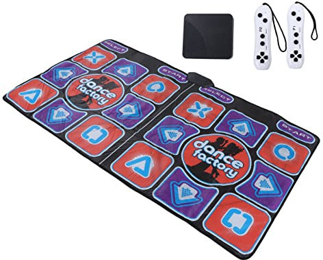 Tapis de Danse éLectronique Pliable sans Fil à Deux Joueurs, pour Enfants Et Adultes, Tapis de Yoga Antidérapant avec Câble AV, Inclus 63 Sortes de Jeux, pour TV Pc, Cadeau Sympa