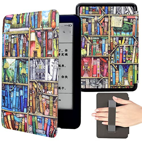 AUSMIX Hülle für 6 Neu Kindle (11. Generation, 2024/2022), PU-Leder Schutzhülle mit Auto Schlaf/Wach Funktion Smart Cover für Kindle 2024/2022 11. Generation e-Reader, Bookshelf