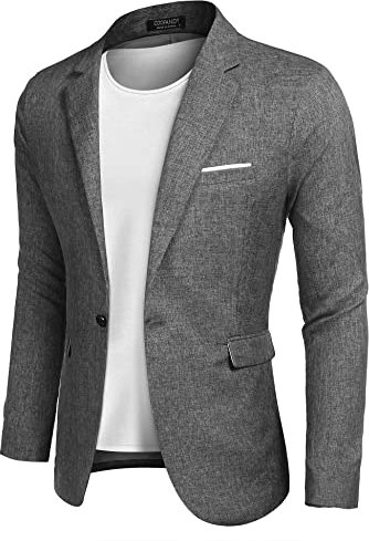 COOFANDY Herren Sakko Jackett Sportmäntel Anzüge Blazer Jackett Lässige Anzugjacke Grau S