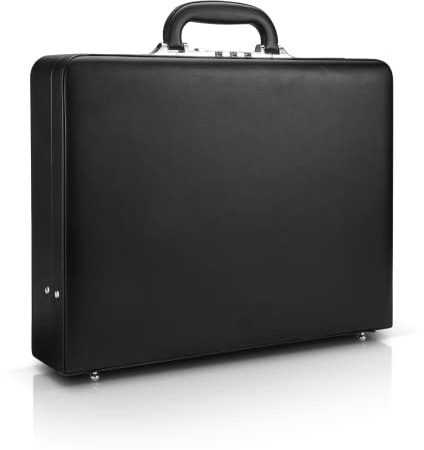 HAESTUS Briefcases for Men, Professional Leather Briefcase with Lock, Hard Shell Business Brief Case, Durable Executive Attache Case for Laptop Documents, Mens Hard Briefcase for Work Office Travel