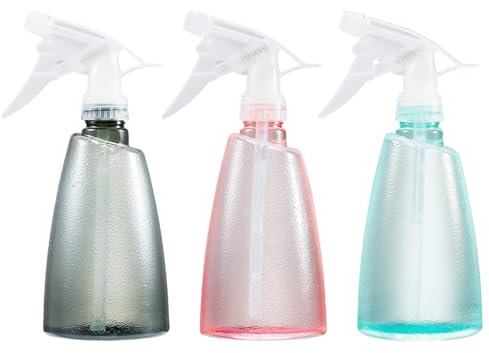 KVBUCC 3 pieces hand-pressed water spray bottle, candy color spray bottle, transparent spray bottle, plastic sprayer, professional spray bottle, suitable for flowers, hair, cleaning.
