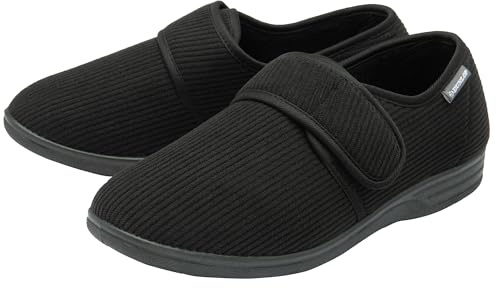 DUNLOP Mens Touch Fastening Slippers – Black – UK 12