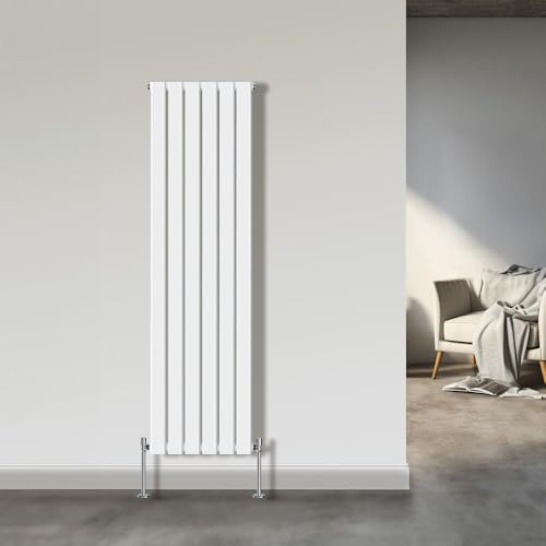 NRG 1800x408mm Single Flat Panel Vertical Radiator White