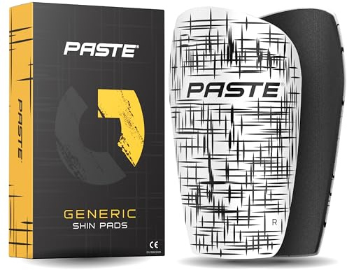 PASTE ® Protège-Tibia Foot pour Hommes, Femmes et Enfants Blancs - Protege-Tibias Adulte pour Chaussettes de Football - Shin Pads Adaptable - Shin-Guards Anti-dérapant avec Rembourrage