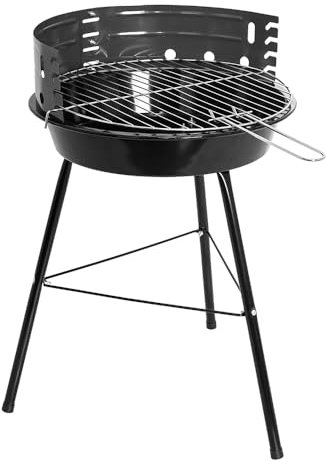 Berlinger Haus Barbecue au charbon de bois rond BH-8648 | Barbecue au chaudron compact Ø 46 cm avec grille chromée réglable en hauteur | Construction robuste en acier noir