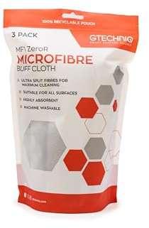 Gtechniq MF1 ZeroR Microfibre Cloth for Cars (3 Pack) | Soft Car Cleaning Cloth with Ultra Split Fibres, Machine Washable, 300gsm, 40x40cm