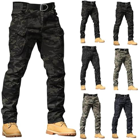 liaddkv Pantaloni mimetici da uomo Cargo con tasche multiple Pantaloni da lavoro Uomo Stretch Vestibilità rilassata Tactical Pantaloni mimetici Impermeabili Pantaloni da trekking Casual Outdoor