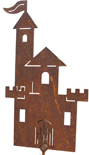 MOAZIFI Gartendeko Rost für draußen – Gartenstecker aus Metall in Hausform, wetterfeste Gartendeko für Garten oder Balkon, dekorativer Gartenstecker Metall für das ganze Jahr