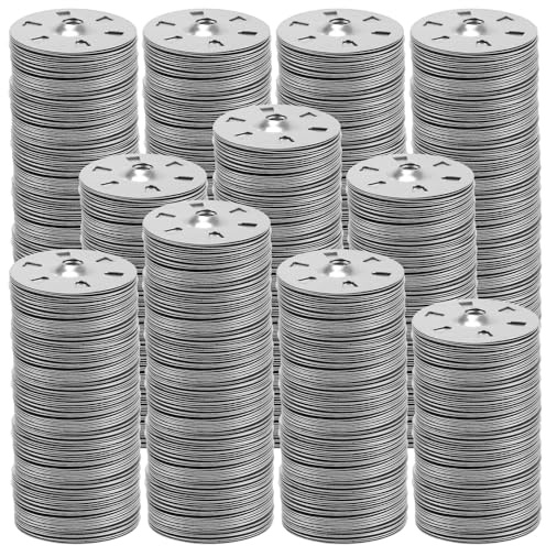 CHUENKUK 1000 arandelas de 35 mm, plateadas, discos de fijación, discos de sujeción para placas de yeso, placas compuestas, placas térmicas, juntas fijas para clavos