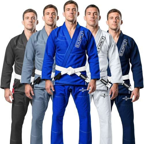 Exxact Sports BJJ Gi Men, Lightweight IBJJF Legal Jiu Jitsu Gi with Preshrunk Fabric & Free Belt for Training & Competition (Royal Blue, A2)