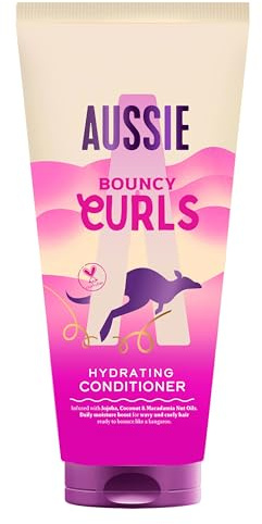 Aussie Bouncy Curls Acondicionador Hidratante 200ml. Hidratación Diaria para Pelo Ondulado y Rizado. Con Aceites de Jojoba, Coco y Macadamia