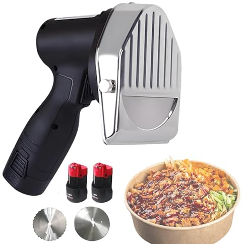 SgyGlyn Coltello Elettrico per Shawarma, Coltello Professionale per Kebab Turco da 80 W, taglierina per giroscopio in Acciaio Inossidabile Commerciale, Spessore Regolabile da 0 a 8 mm Wireless