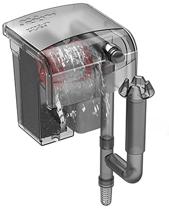 Tigerlily Enterprises 3W HOB Aquarium Filter with Bio-Wheel & Spiral Skimmer. Quiet Multi-Stage Filtration, Adjustable Flow, Hang-On-Back Filter for Fresh & Saltwater Tanks (WB-G04 250L/h)