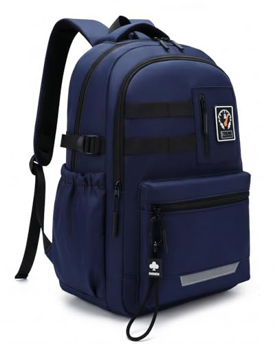 Amythe Mochila Escolar Adolescente Ligera, Mochila Instituto Adaptable a Carro para Juveniles 10 a 18 Años, Mochilas Escolares Impermeable para Viagem & Escola, Azul