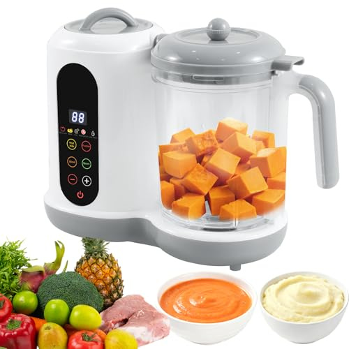 Preparador de alimentos para bebés, 400 ml, preparación de papillas para bebés, vaporizador, mezcla con modos preestablecidos, 4 menús, cocción y molienda automática, autolimpieza, control táctil