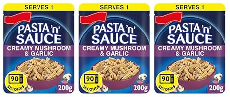 Pasta 'n' Sauce Creamy Mushroom & Garlic, Microwave Ready Meal, 200g, No Artificial Colours or Preservatives,Pack Of 3