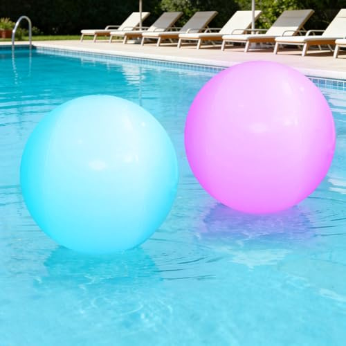 mizikuu 2 Pezzi Palloni da Spiaggia LED Gonfiabili, Luci Galleggianti Per Piscina con Telecomando Ø 40cm IP68 Impermeabile Illuminazione Pallone Galleggiante per Piscina, Giardino, Spiaggias, Feste