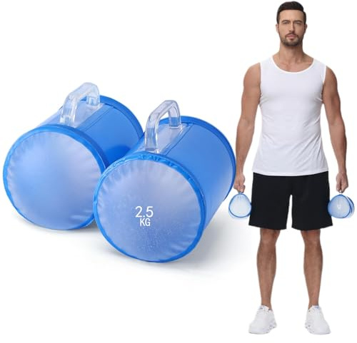 DEIRIS Mancuernas de Agua, Juego de pesas Rellenables de Agua, Bolsa de Pesas de Agua, Pesas de Viaje, Pesas Ajustables hasta 2/5/10/14 KG Par, para Entrenamiento Muscular