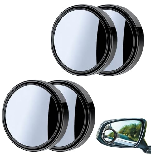 Specchietti Angolo Cieco Auto 4 Pezzi, Specchio Convesso Rotazione 360 Gradi, Design Sottile Senza Cornice con Vetro HD e Adesivo Impermeabile, per Retromarcia Cambio Corsia SUV Camion Camper