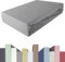 EDDA LUX Spannbettlaken für 20-40 cm hohe Matratzen, 140 x 200-220 bis 160 x 200-220 cm, Öko-Tex, Baumwolle m. 5% Elasthan, Premium Spannbetttuch für Boxspringbett, in Steingrau