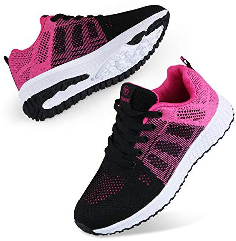 Youecci Damen Fitness Laufschuhe Atmungsaktive laufende Turnschuhe Sportschuhe Schnüren Hallenschuhe Leichtathletikschuhe Running Sneaker Gym Schuhe Rot 43 EU