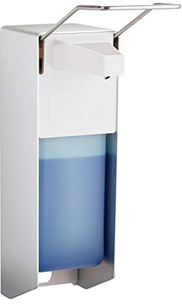Relaxdays set med 10 tvåldispenser, 1 000 ml, spak, saneringsbehållare, väggmontering, hygienisk, desinfektionsmedel, silver