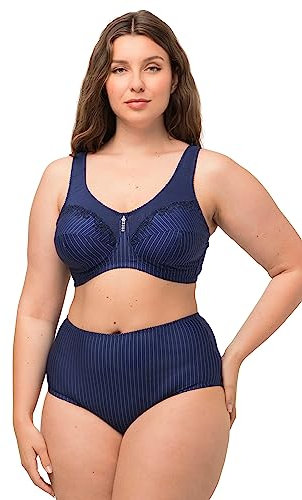 Ulla Popken Damen Entlastungs-BH, ohne Bügel, Strassanhänger, Cup C - G BRA, navy, 100C