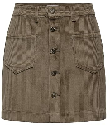 ONLY Mini Cord Rock Kurzer High Waist Skirt mit Knopfleiste und Fronttaschen ONLAMAZING, Farben:Dunkelbraun,Größe Damen:M