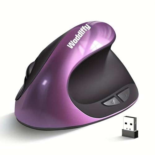 Woddlffy Ergonomic Mouse Wireless,Vertical Mouse with Silent Click Right Handed Small Mouses with 6 Buttons 1000/1200/1600 for Laptop,Desktop,PC, MacBook（Purple AA）