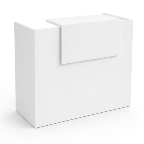 Genérico OFILIKE. Mostrador Basic de Recepción para Oficina o Negocio - Mostrador Recepción Moderno con Estante Interior (Blanco) (120cm Ancho)