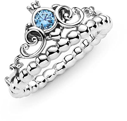 MAYIYAHO Anillo de Plata de Ley 925 con Tiara Azul, Corona, carruaje, Calabaza, Entrenador, Anillos de Dedo para Mujer, joyería de Boda Femenina de Plata