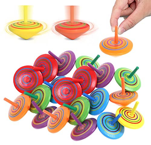 Holzkreisel, 25 Stück Kreisel für Kinder, Spielzeug Kreisel, Farbe Malkreisel, Holzkreisel für Kinder Perfekt als Kindergeschenk Partydekoration Freizeitspielzeug