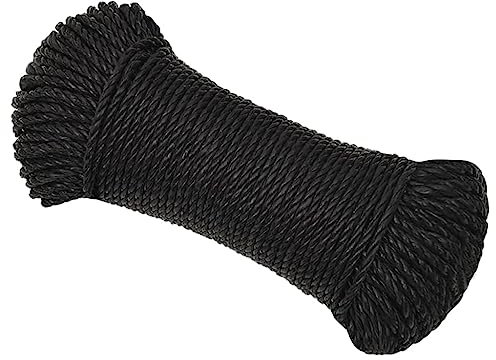 vidaXL Arbeitsseil Bodenarbeitsseil Arbeitsleine Mehrzweckleine Seil Bootsleine Allzweckseil Schnur Tau Leine Gedreht Schwarz 8mm 100m Polypropylen