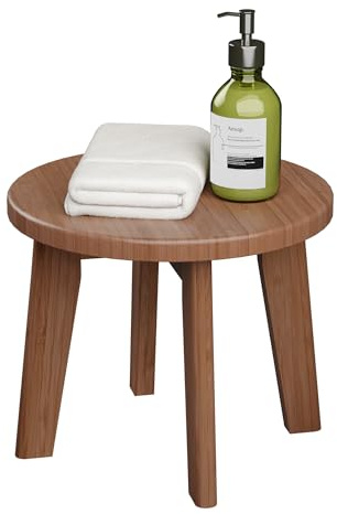 Bamsanritz Wooden Step Stools for Kids,Small Portable Wood Stepping Stools Bamboo Shower Stool for Adults Sturdy Non-Slip Bench 300 lbs in Office Bathroom Kitchen Plant Stand 10inch (Round)