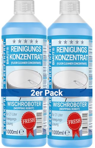2 x 1 000 ml torkrobot, rengöringsmedel koncentrat med fräsch doft och doseringskopp, randfri och med låg skumgummi, sugmopp | golvrengöring