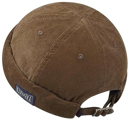 CLAPE Berretto Docker da Uomo Cappello Senza Visiera Rolled Cuff Docker cap Berretto da Portuale in Cotone Brimless Beanie Skullcap Brown HBH01
