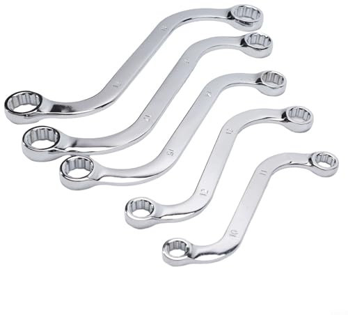 Juego de llaves de doble anillo, juego de llaves estilo S resistentes, 5 piezas en forma de S, llave de doble propósito de extremo doble, llave hexagonal de metal