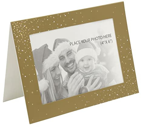 evelay 12 x Christmas Photo Frame Cards & Envelopes Fits 4x6 Insert Personalised any Family Picture (12 Gold)
