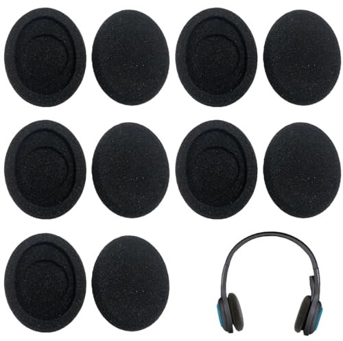 YAPKOLV 10 Piezas Almohadillas de Repuesto de Espuma para Auriculares (50mm) (Negro)