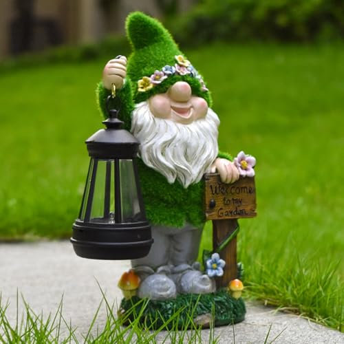 Statue De GNOME De Jardin, Sculpture Naine Imperméable À l'eau avec Lumière Alimentée par Énergie Solaire, Décoration De Figurine De GNOME De Jardin pour Patio, Balcon, Cour, Ornement De Pelouse