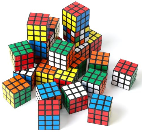 Lot de 24 Mini Rubix Cubes Magiques – 3 X 3 X 3 Cm, écologiques Et Colorés, pour Anniversaires d'enfants, Noël Et Jeux De Voyage