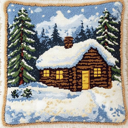 Henypt Kit di Cuscini gancio di chiusura Kit per realizzare cuscini ganci di chiusura per fodera per cuscino fodera per cuscino cucito 43x43cm(baita nella neve)