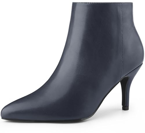 Allegra K Women's Pointed Toe Zipper Stiletto Heel Ankle Boots Dark Blue 5 UK/Label Size 7 US