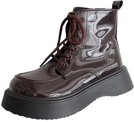 Stivaletti Donna con Pelliccia Stivali Gomma Donna Casual in Pelle Antiscivolo Laterale E Lacci con Motivo Stampato metà Polpaccio Stivali Punk Stivaletti da Pioggia Texani Estivi