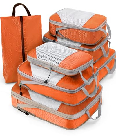 Meowoo Organizador Maleta Compresion, Set 7, Naranja