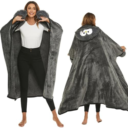 RNPKZ Coperta portatile, coperta con guanti, morbida, per divano, portatile, portatile, ideale come regalo per casa, viaggi, amanti degli animali (pinguino, 150 x 125 cm)