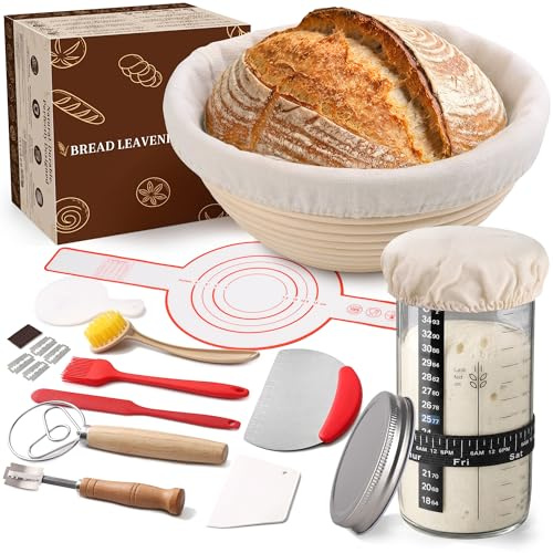 QLSXLB 10 Piezas Banetones para Pan Redondo 23 cm Sourdough Starter Kit